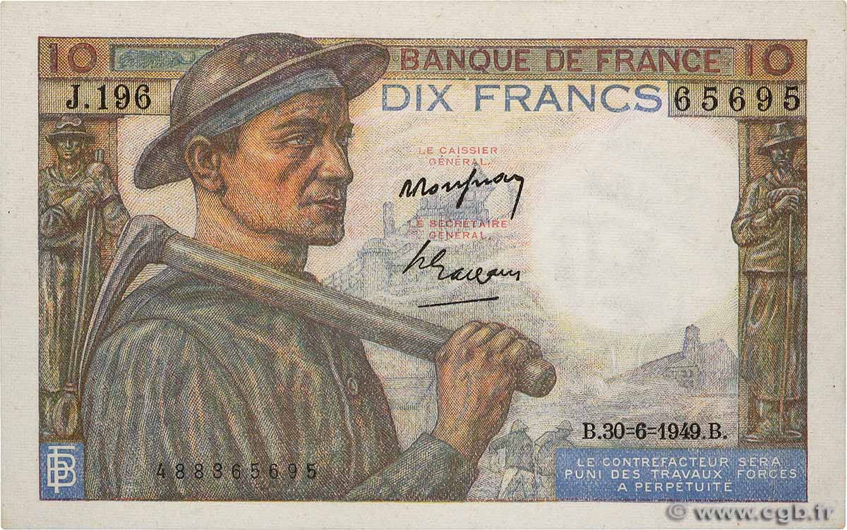 10 Francs MINEUR FRANKREICH  1949 F.08.22 fST+