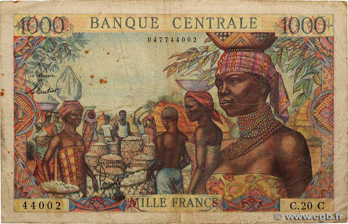 1000 Francs type 1962C CONGO  1966 A.209b F