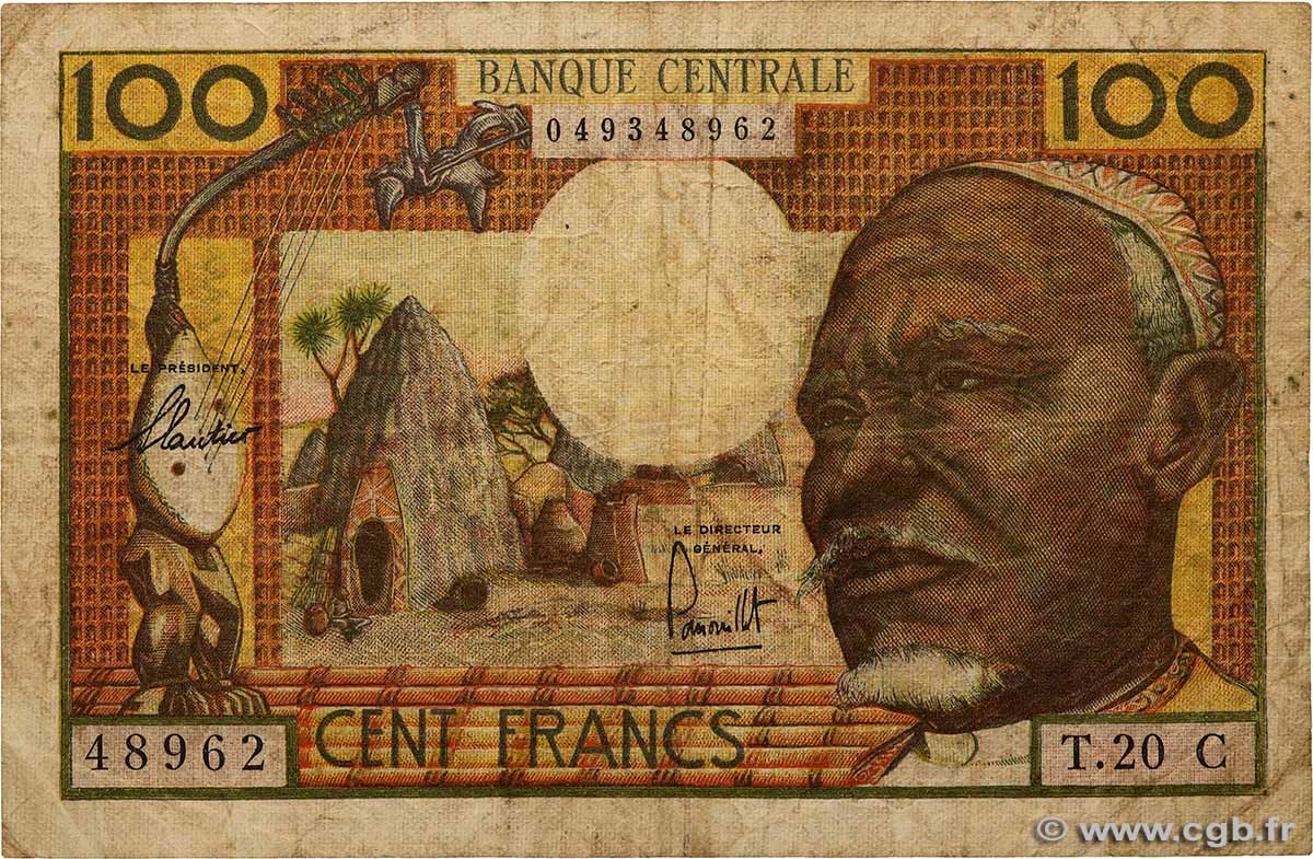 100 Francs type 1962C CONGO  1963 A.207a VG