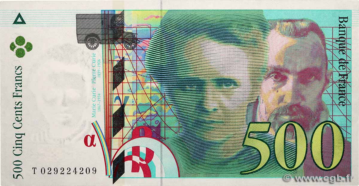 500 Francs PIERRE ET MARIE CURIE FRANCE  1994 F.76.01 XF+