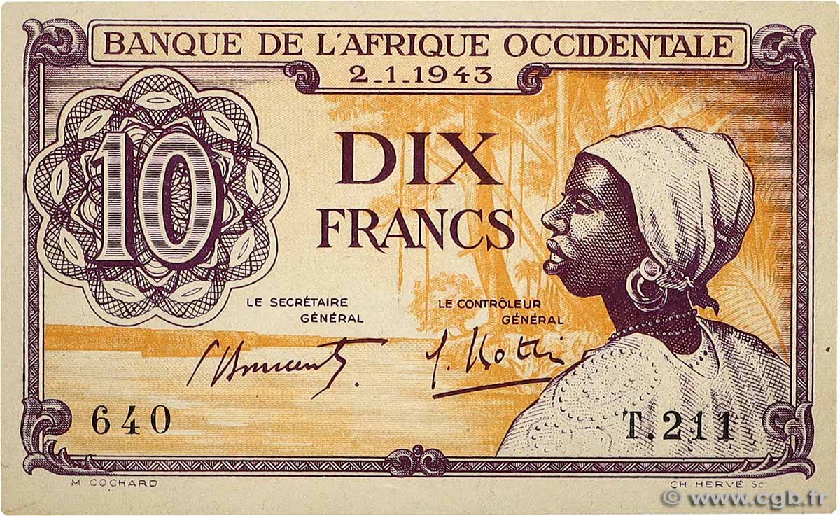 10 Francs FRENCH WEST AFRICA  1943 P.29 fST