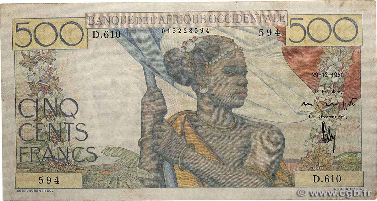 500 Francs FRENCH WEST AFRICA  1950 P.41 SS