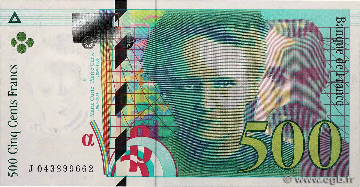 500 Francs PIERRE ET MARIE CURIE FRANKREICH  2000 F.76.05 fST+