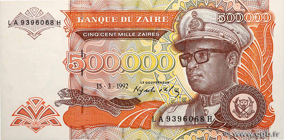 500000 Zaïres ZAIRE  1992 P.43a UNC-