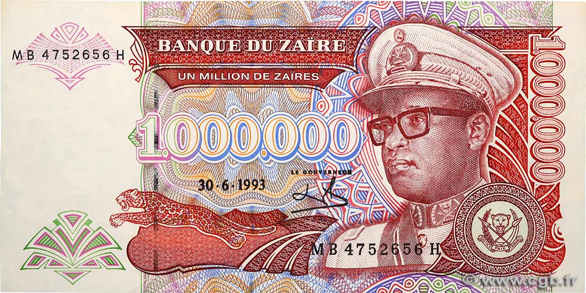 1000000 Zaïres ZAIRE  1993 P.45b UNC-