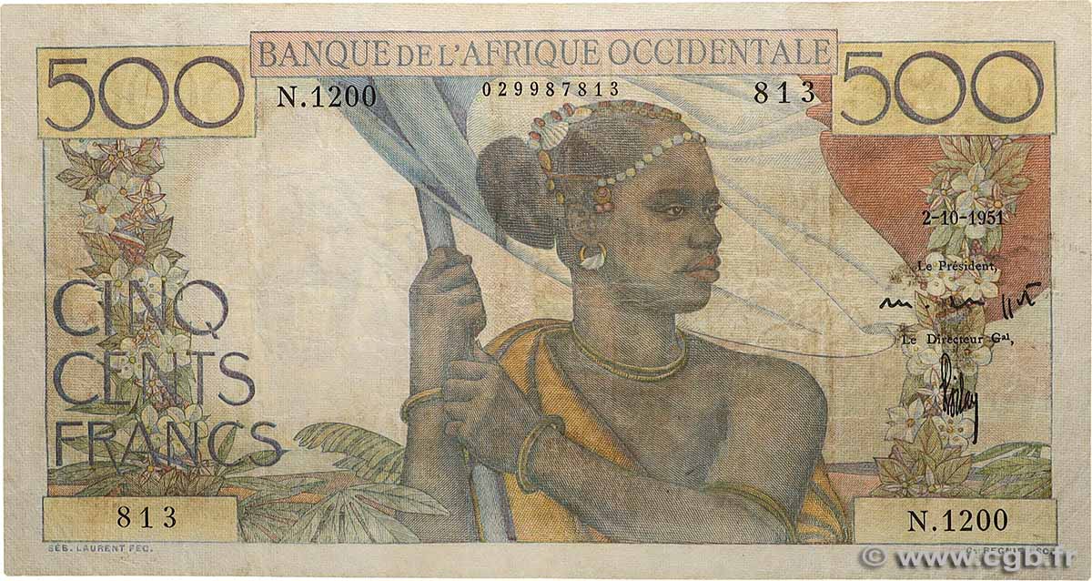 500 Francs FRENCH WEST AFRICA  1951 P.41 fSS