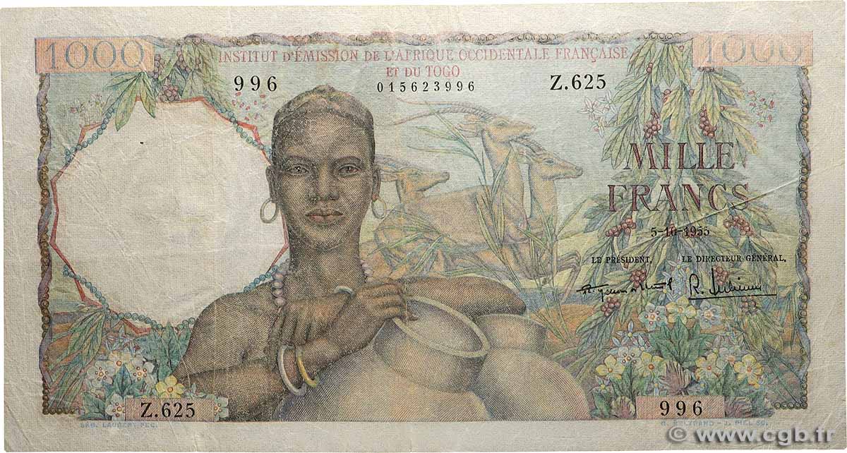 1000 Francs FRENCH WEST AFRICA  1955 P.48 fSS