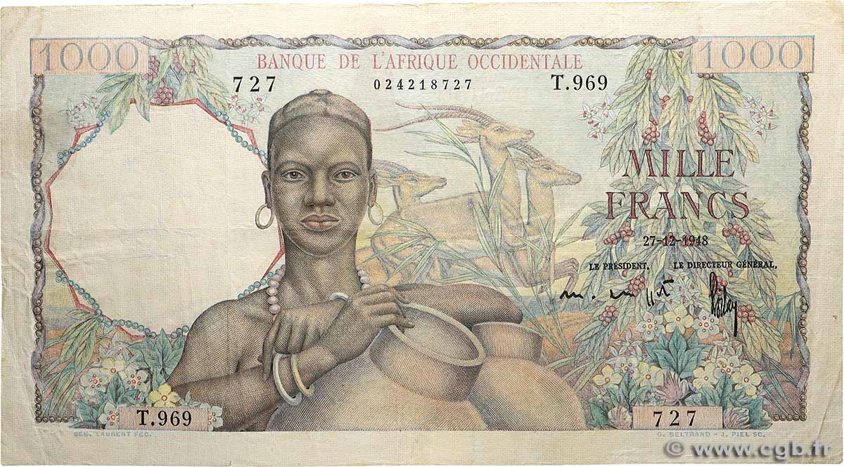 1000 Francs FRENCH WEST AFRICA  1948 P.42 fSS