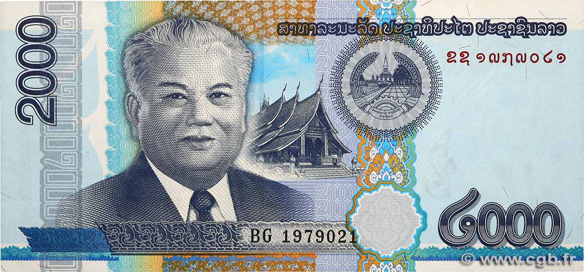 2000 Kip LAOS  2011 P.41 XF+