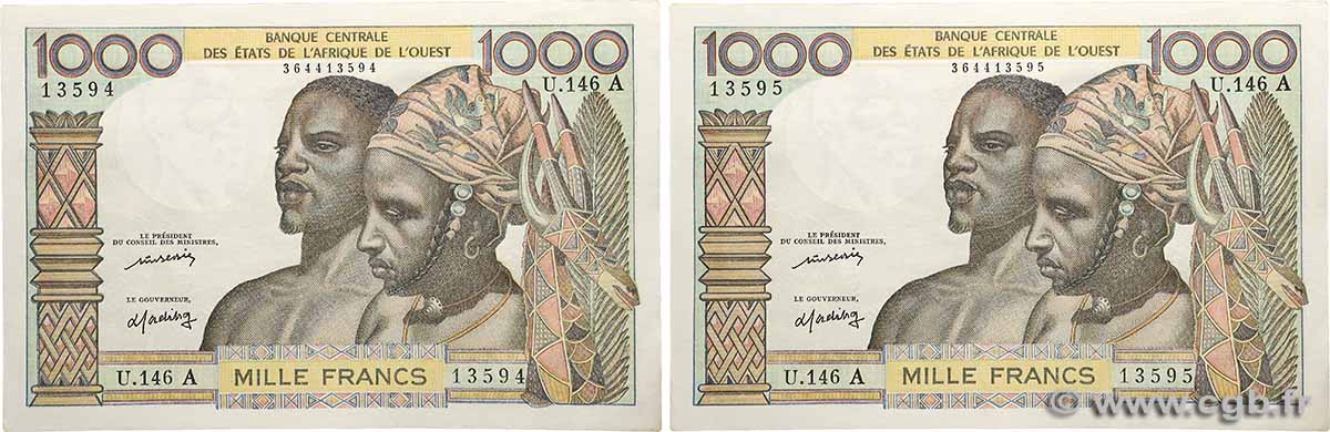 1000 Francs Consécutifs STATI AMERICANI AFRICANI  1969 P.103Al AU+