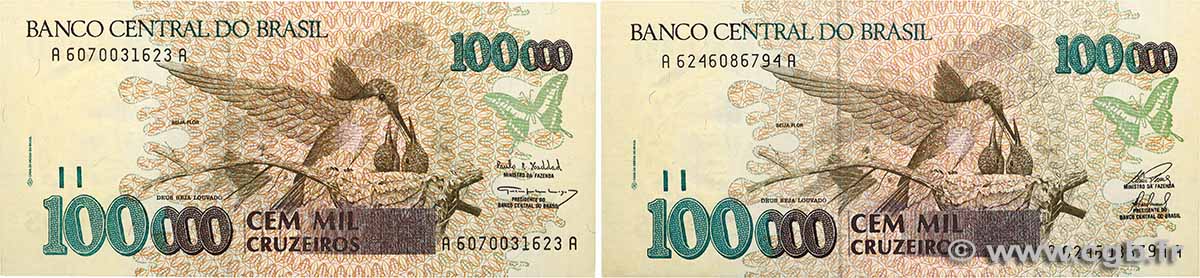 100000 Cruzeiros Lot BRASILIEN  1993 P.235c ST