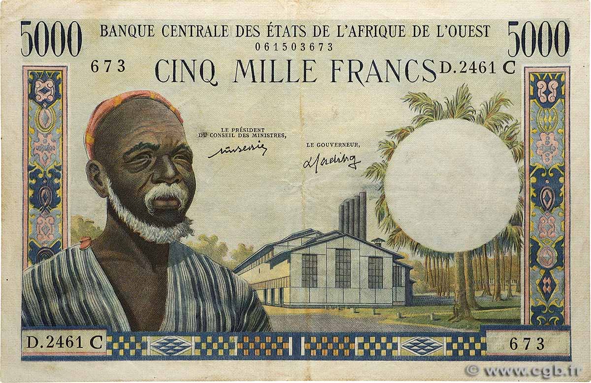 5000 Francs WEST AFRICAN STATES  1977 P.304Cl XF-