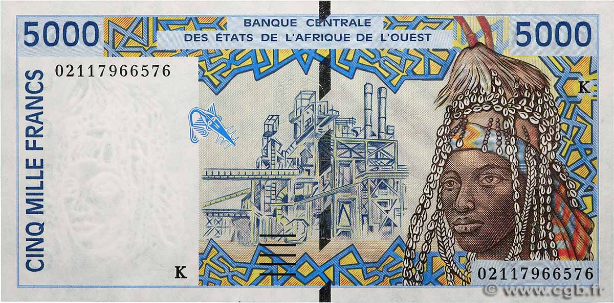 5000 Francs ÉTATS DE L&nbsp;AFRIQUE DE L&nbsp;OUEST  2002 P.713Kl NEUF