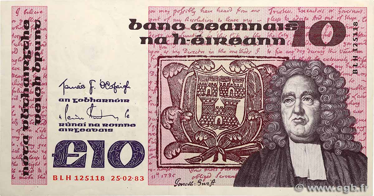 10 Pounds IRLANDE  1983 P.072b TTB+