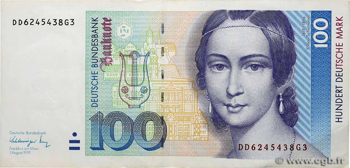 100 Deutsche Mark ALLEMAGNE FÉDÉRALE  1991 P.41b TTB+