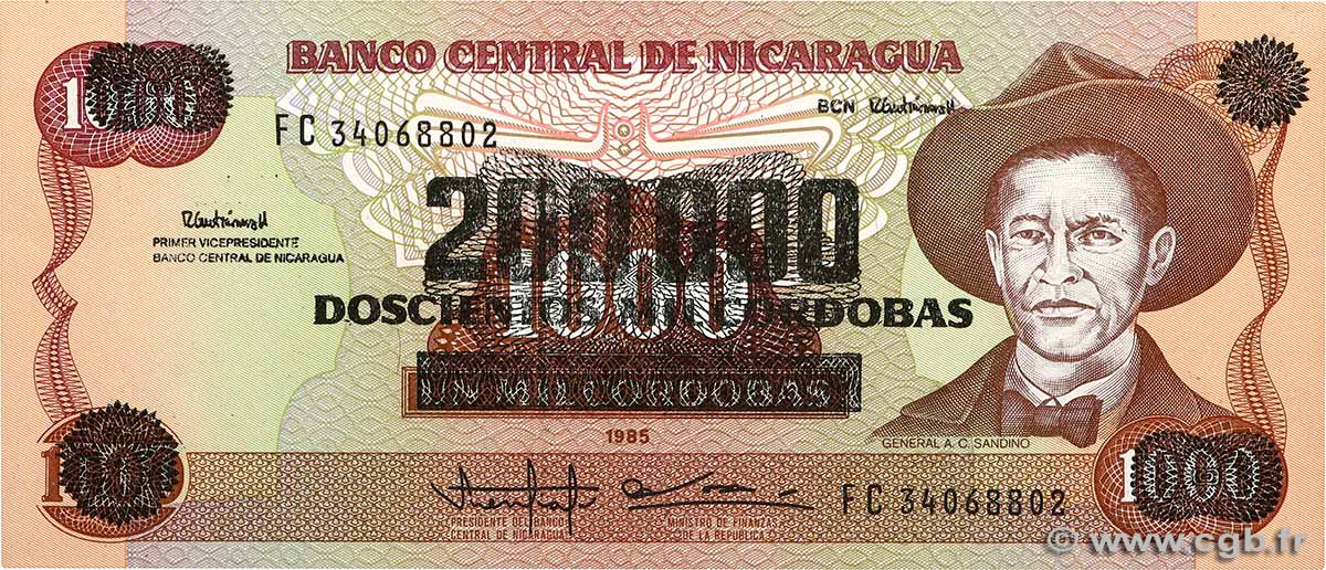 1000 Cordobas NICARAGUA  1990 P.162 UNC-