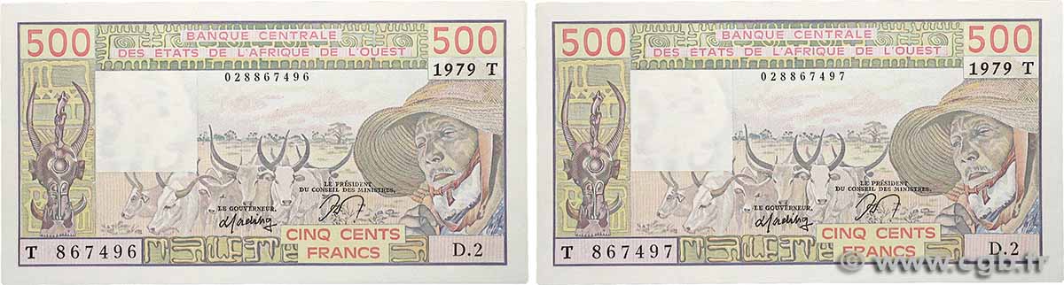500 Francs Consécutifs ÉTATS DE L&nbsp;AFRIQUE DE L&nbsp;OUEST  1979 P.805T pr.NEUF