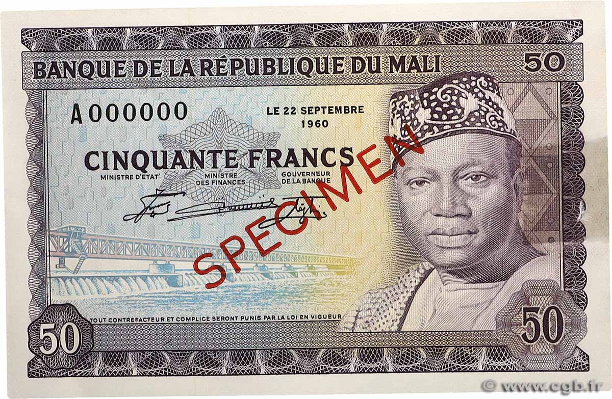 50 Francs Spécimen MALI  1960 P.06s fST