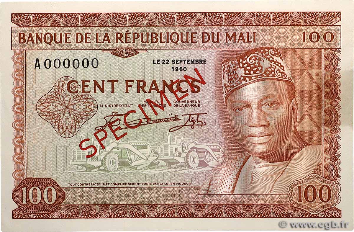 100 Francs Spécimen MALI  1960 P.07s AU+
