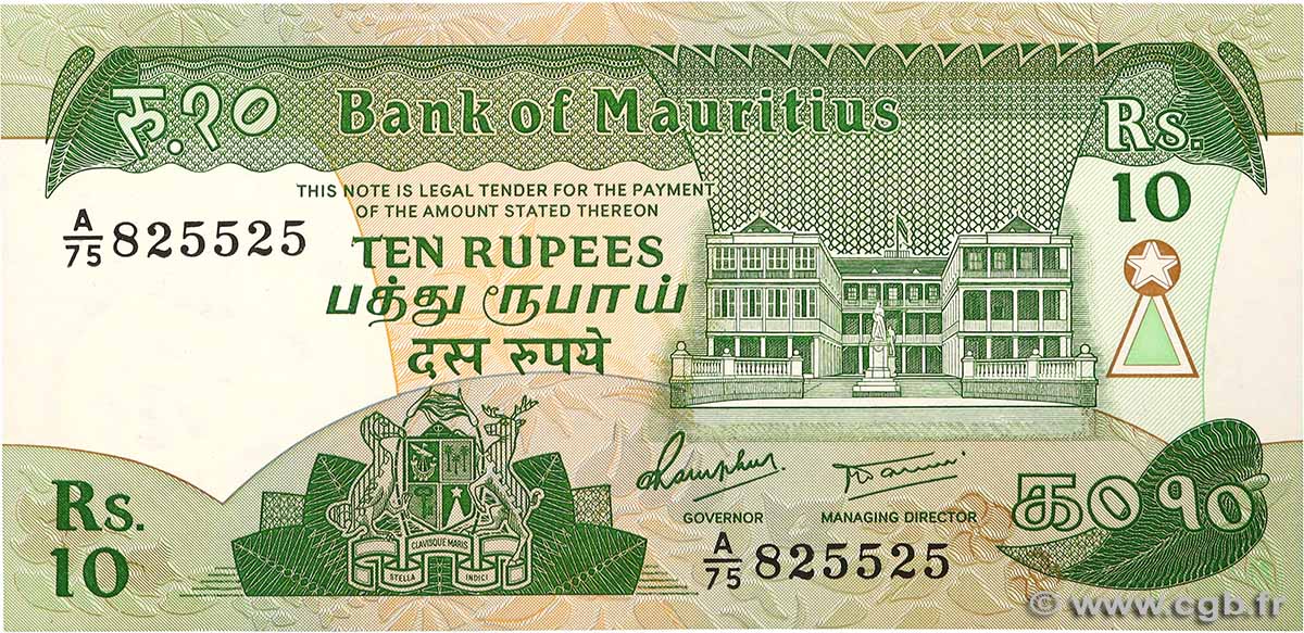 10 Rupees ÎLE MAURICE  1985 P.35 SPL