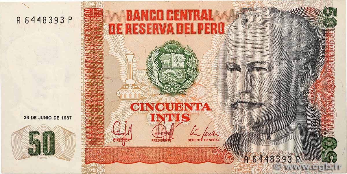 50 Intis PÉROU  1987 P.131b pr.NEUF