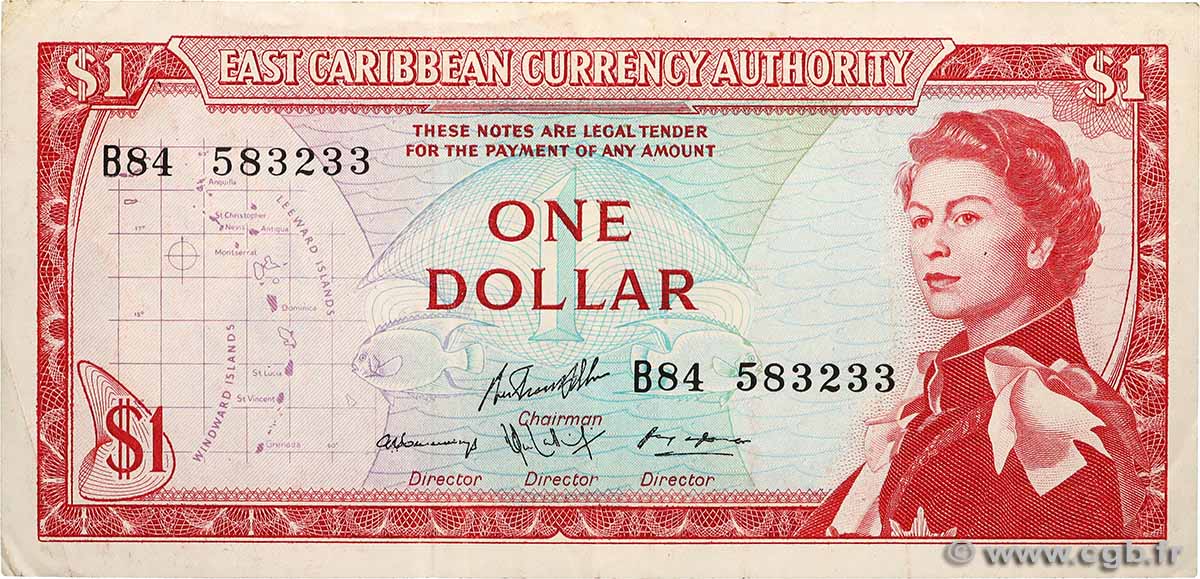 1 Dollar CARAÏBES  1965 P.13f TTB