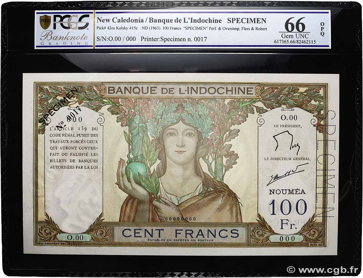 100 Francs Spécimen NOUVELLE CALÉDONIE  1963 P.42es UNC