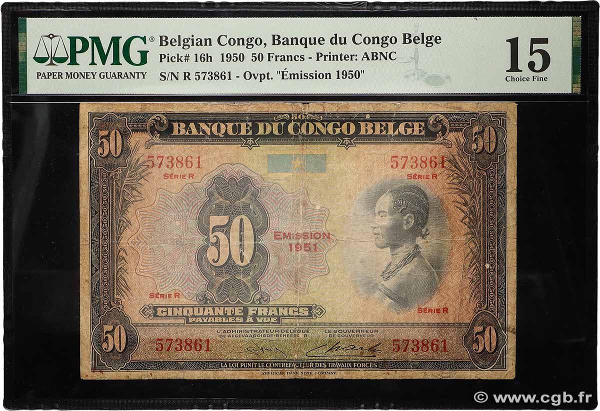 50 Francs CONGO BELGA  1951 P.16i MB