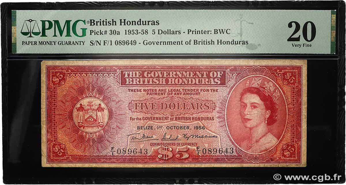 5 Dollars HONDURAS BRITANNICO  1956 P.30A MB