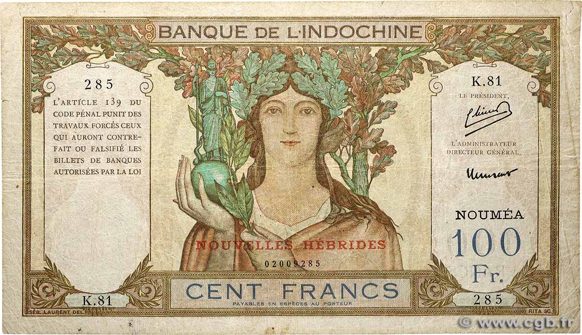 100 Francs NUEVAS HÉBRIDAS  1941 P.10b RC