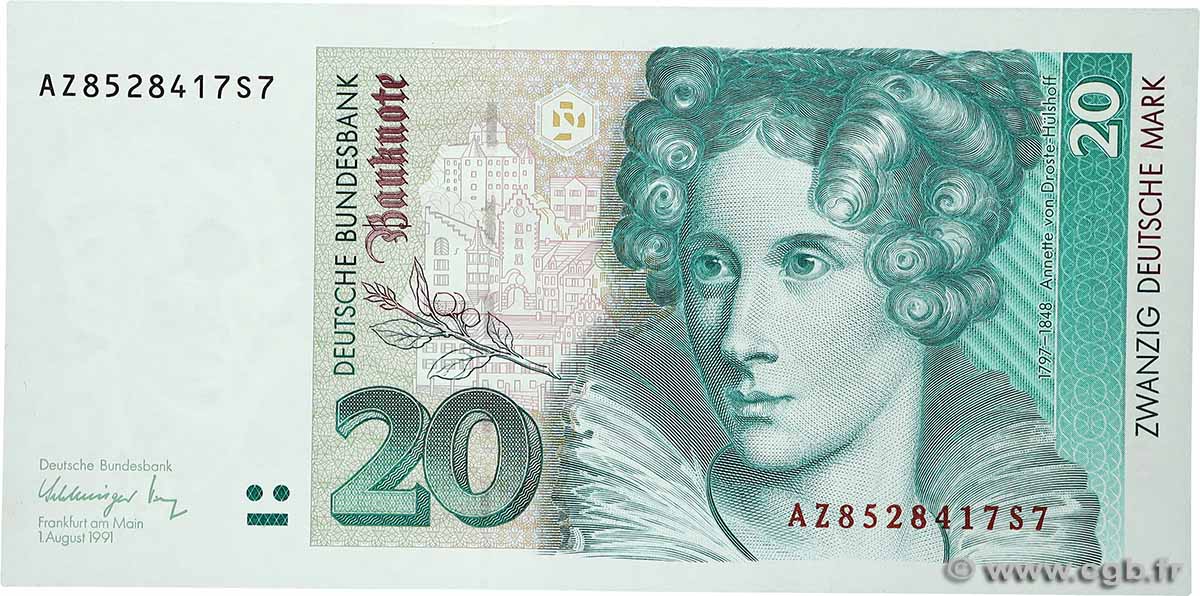 20 Deutsche Mark GERMAN FEDERAL REPUBLIC  1991 P.39a UNC