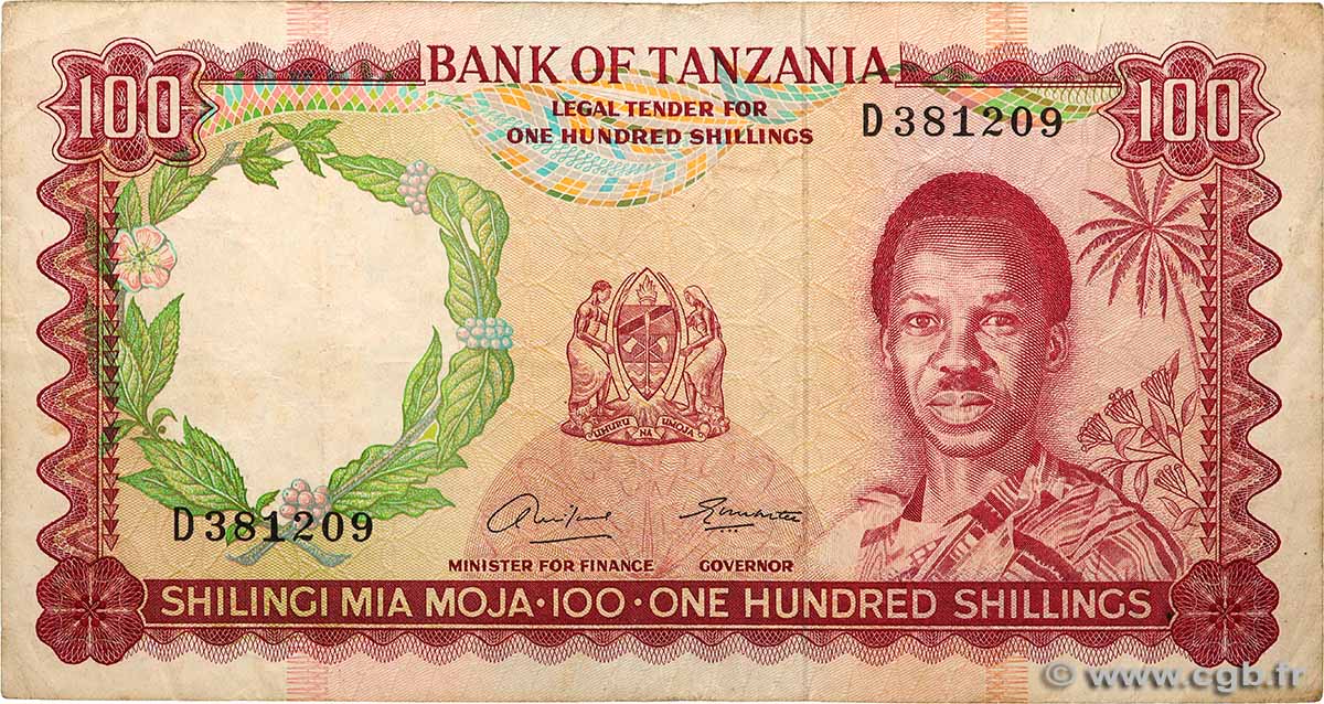 100 Shillings TANSANIA  1966 P.04 fSS