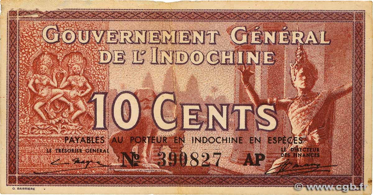 10 Cents INDOCHINE FRANÇAISE  1939 P.085c SUP