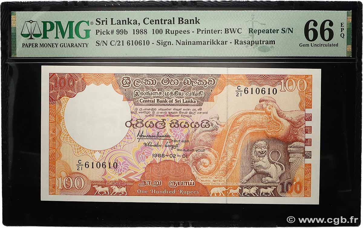 100 Rupees Numéro spécial SRI LANKA  1988 P.099b FDC