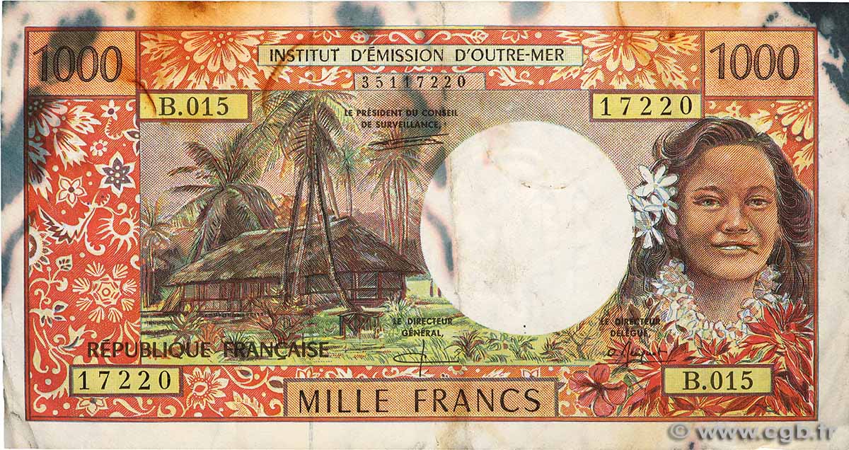 1000 Francs FRENCH PACIFIC TERRITORIES  1995 P.02b S