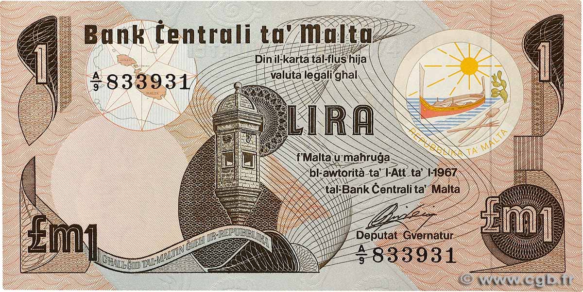 1 Lira MALTE  1979 P.34b fST+