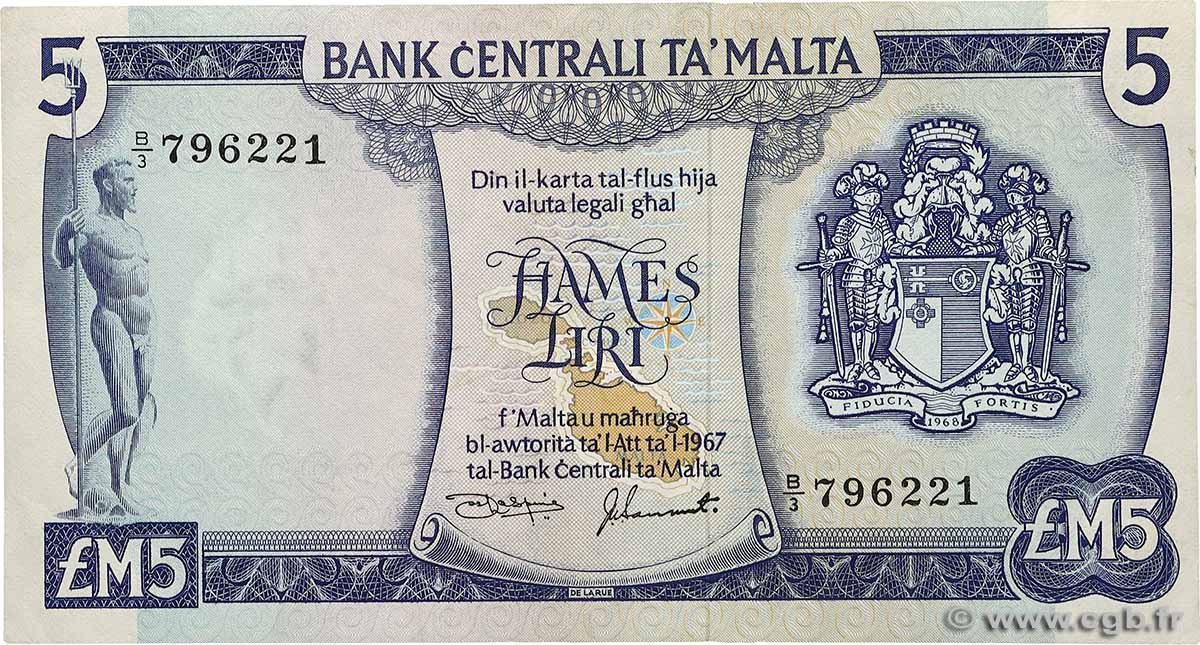 5 Liri MALTE  1973 P.32c VZ+