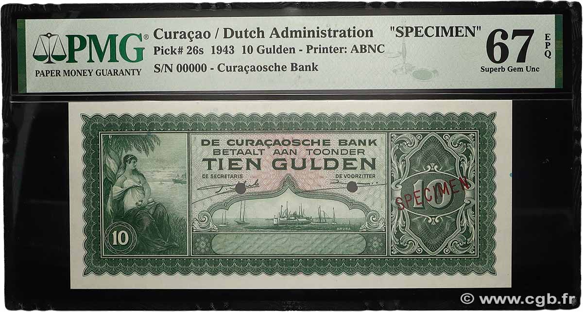 10 Gulden Spécimen CURAçAO  1943 P.26s ST