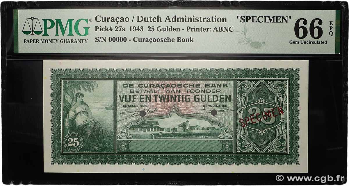 25 Gulden Spécimen CURAçAO  1943 P.27s ST