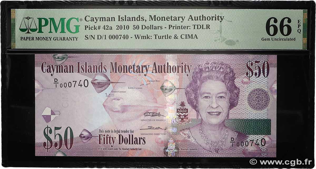 50 Dollars Petit numéro CAYMANS ISLANDS  2010 P.42a UNC