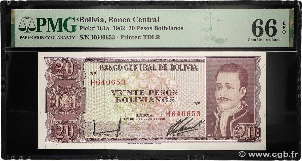20 Pesos Bolivianos BOLIVIEN  1962 P.161a ST