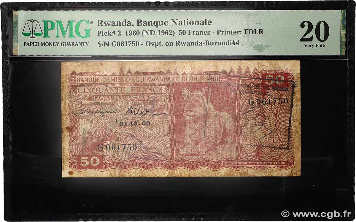 50 Francs RUANDA  1962 P.02 S