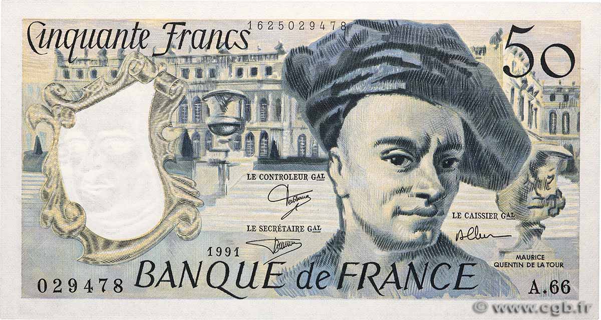 50 Francs QUENTIN DE LA TOUR FRANKREICH  1991 F.67.17 fST+