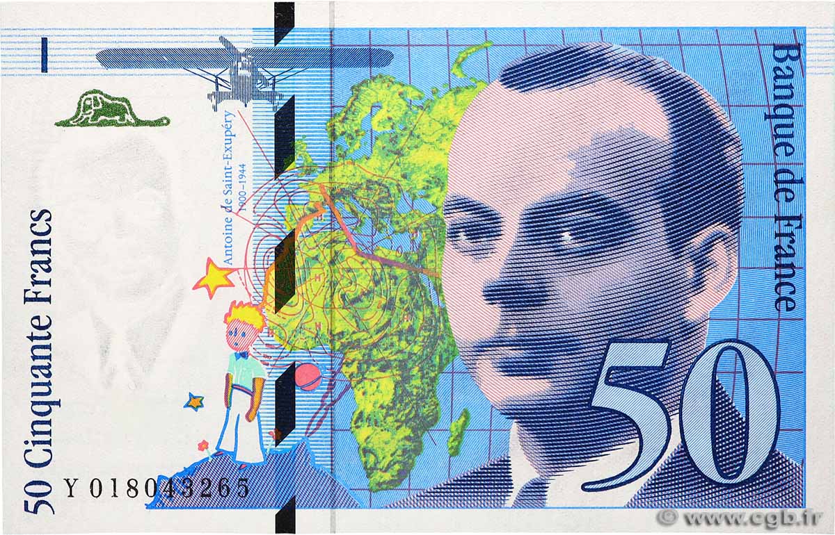 50 Francs SAINT-EXUPÉRY modifié FRANKREICH  1994 F.73.01b ST
