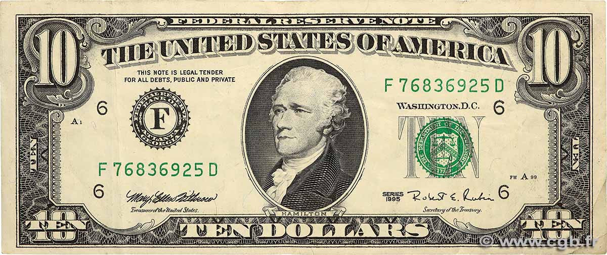 10 Dollars VEREINIGTE STAATEN VON AMERIKA Atlanta 1995 P.499 fVZ