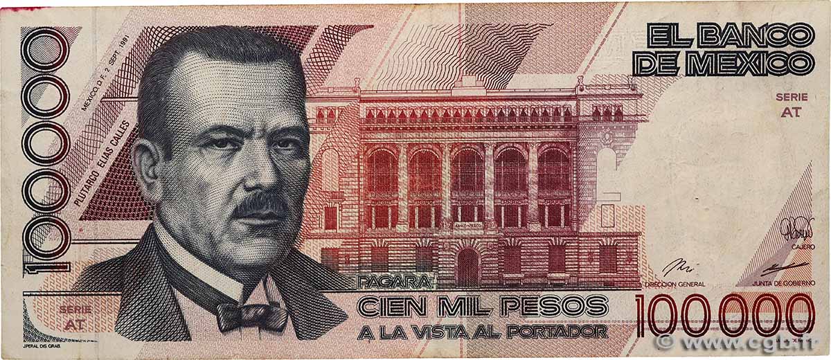 100000 Pesos MEXIQUE  1991 P.094a TB+
