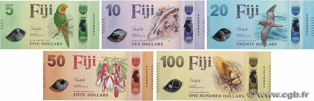 5 au 100 Dollars Lot FIDSCHIINSELN  2026 P.125 à P.129 ST