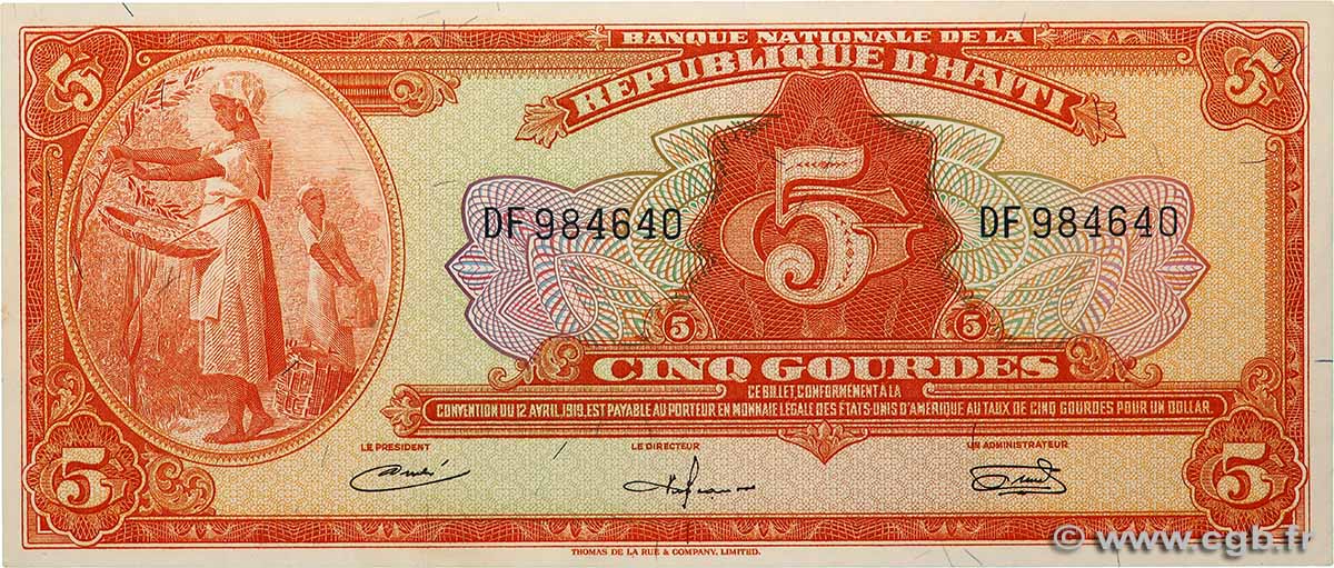 5 Gourdes HAÏTI  1967 P.192a NEUF