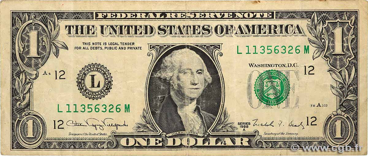 1 Dollar VEREINIGTE STAATEN VON AMERIKA San Francisco 1988 P.480a fSS