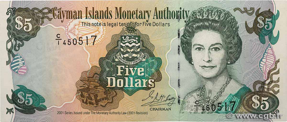 5 Dollars ÎLES CAIMANS  2001 P.27a  NEUF